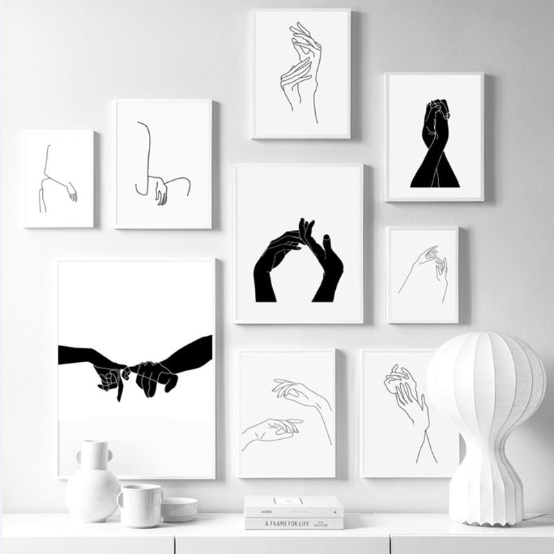 Hands Line Minimalistisk - Lerret Veggkunst Maleri