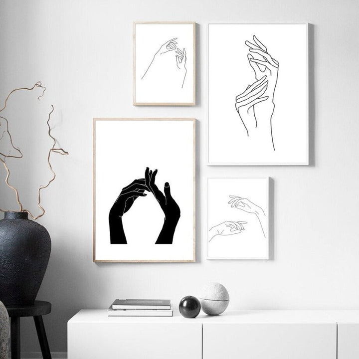 Hands Line Minimalistisk - Lerret Veggkunst Maleri