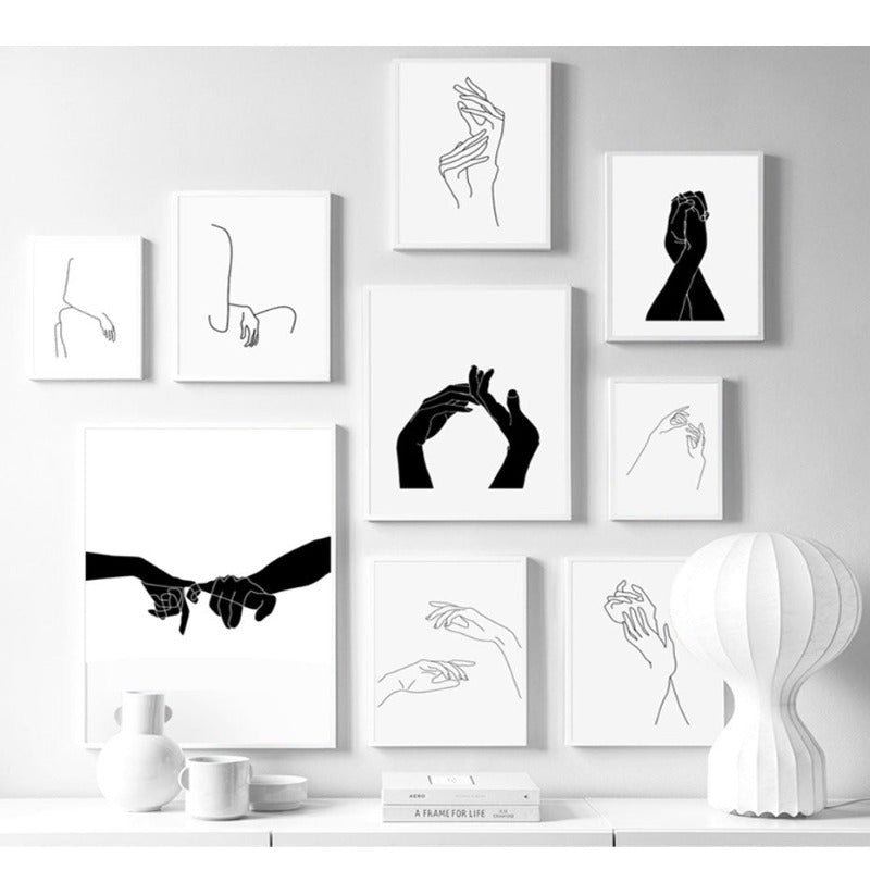 Hands Line Minimalistisk - Lerret Veggkunst Maleri