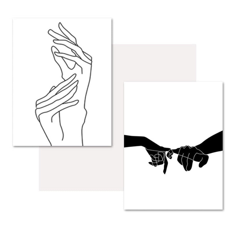 Hands Line Minimalistisk - Lerret Veggkunst Maleri