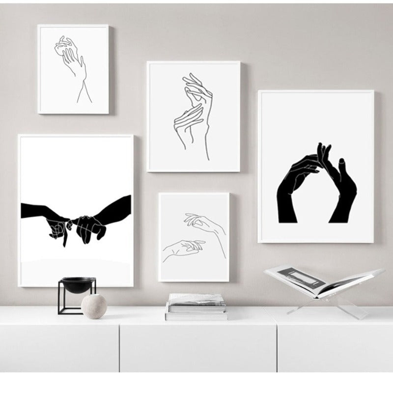 Hands Line Minimalistisk - Lerret Veggkunst Maleri