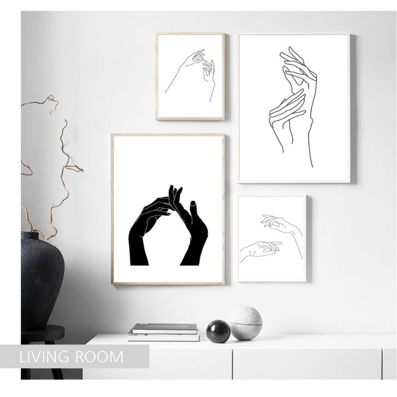 Hands Line Minimalistisk - Lerret Veggkunst Maleri