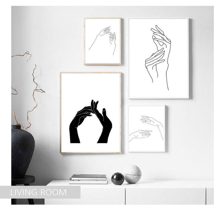 Hands Line Minimalistisk - Lerret Veggkunst Maleri