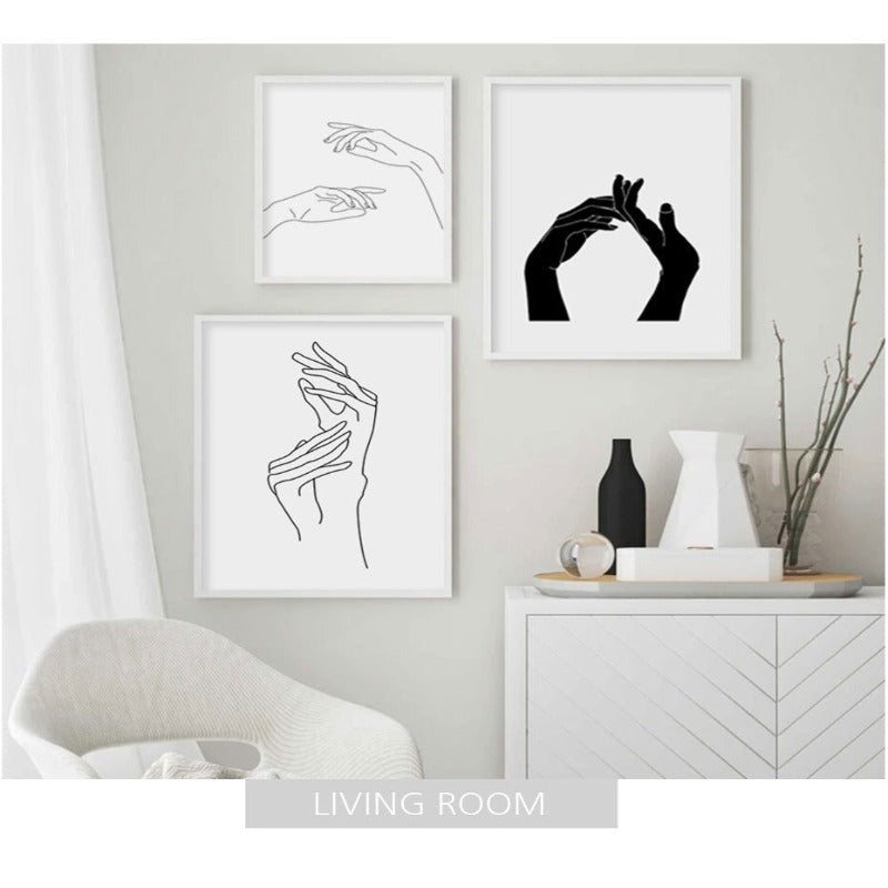 Hands Line Minimalistisk - Lerret Veggkunst Maleri