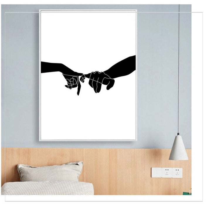 Hands Line Minimalistisk - Lerret Veggkunst Maleri