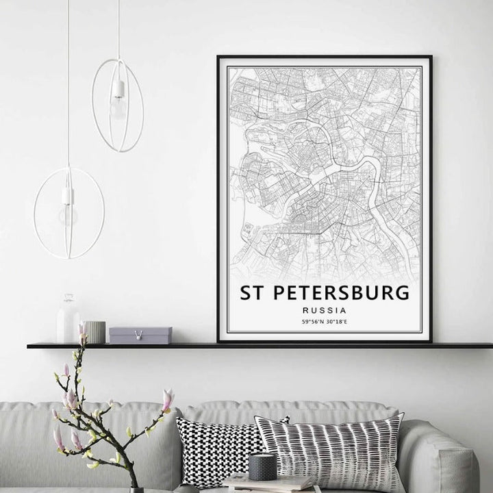 Moskva St. Petersburg bykart Russland - lerret veggkunst maleri