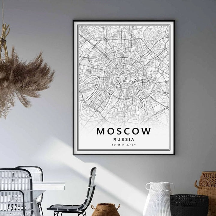 Moskva St. Petersburg bykart Russland - lerret veggkunst maleri
