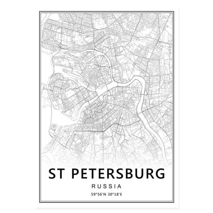 Moskva St. Petersburg bykart Russland - lerret veggkunst maleri