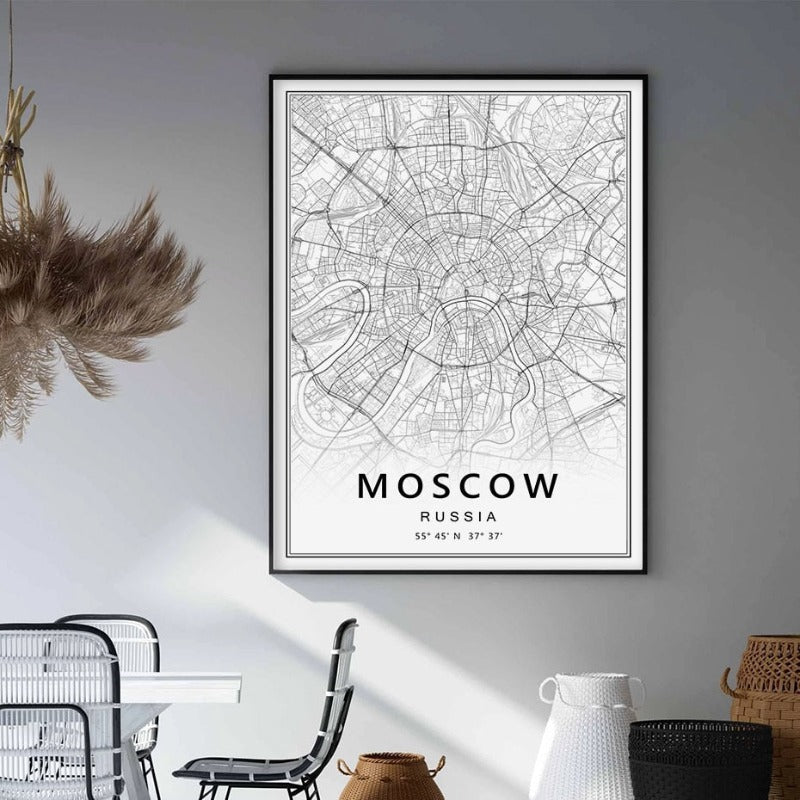 Moskva St. Petersburg bykart Russland - lerret veggkunst maleri