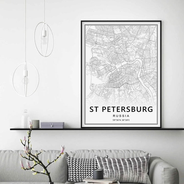 Moskva St. Petersburg bykart Russland - lerret veggkunst maleri