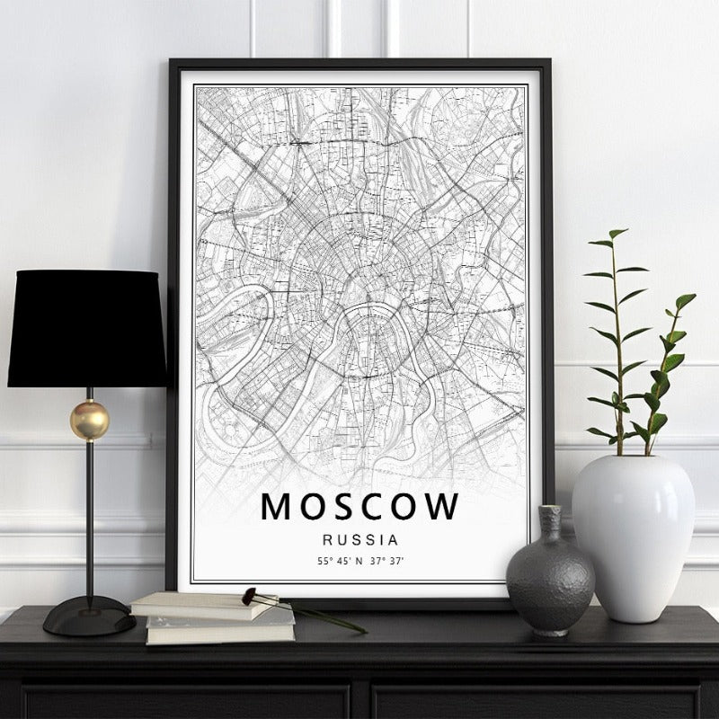 Moskva St. Petersburg bykart Russland - lerret veggkunst maleri