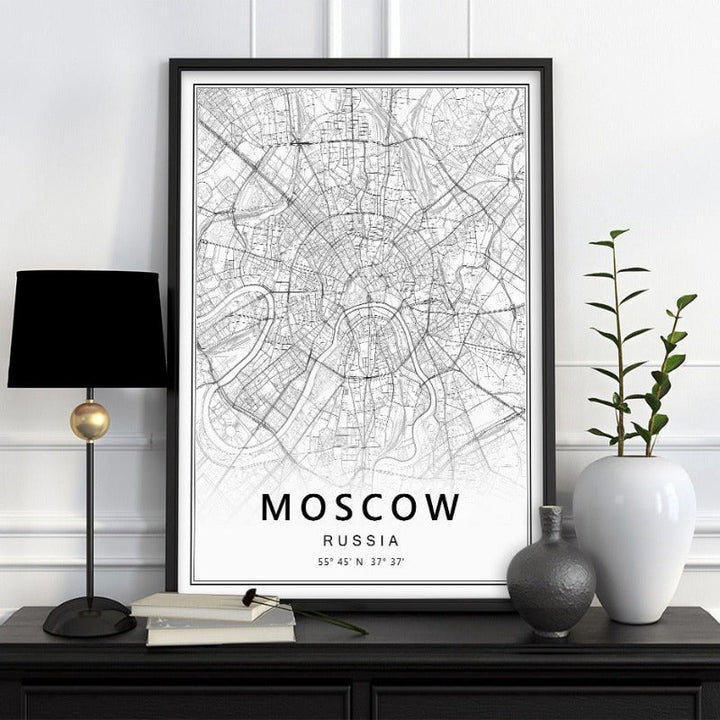 Moskva St. Petersburg bykart Russland - lerret veggkunst maleri