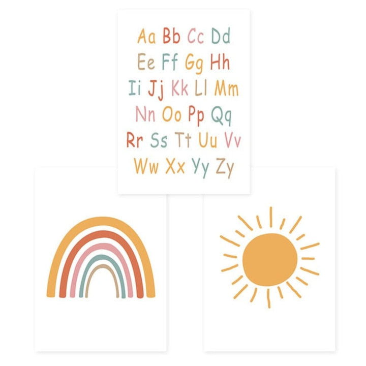 Regnbue-alphabet veggbilde for barnerommet – lerretsbilde