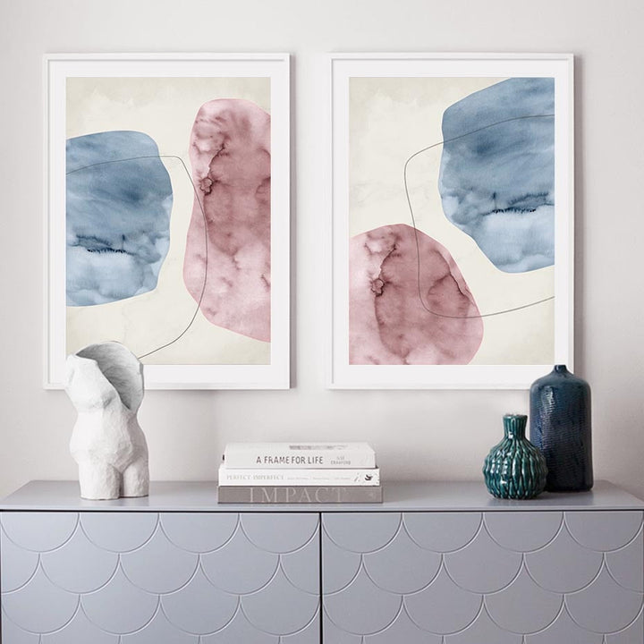 Abstract Pink Blue Marble Grain Background Poster Prints - Canvas Wall Art Painting | Skanto