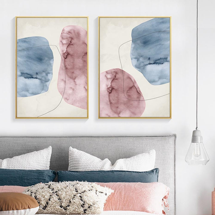 Abstract Pink Blue Marble Grain Background Poster Prints - Canvas Wall Art Painting | Skanto
