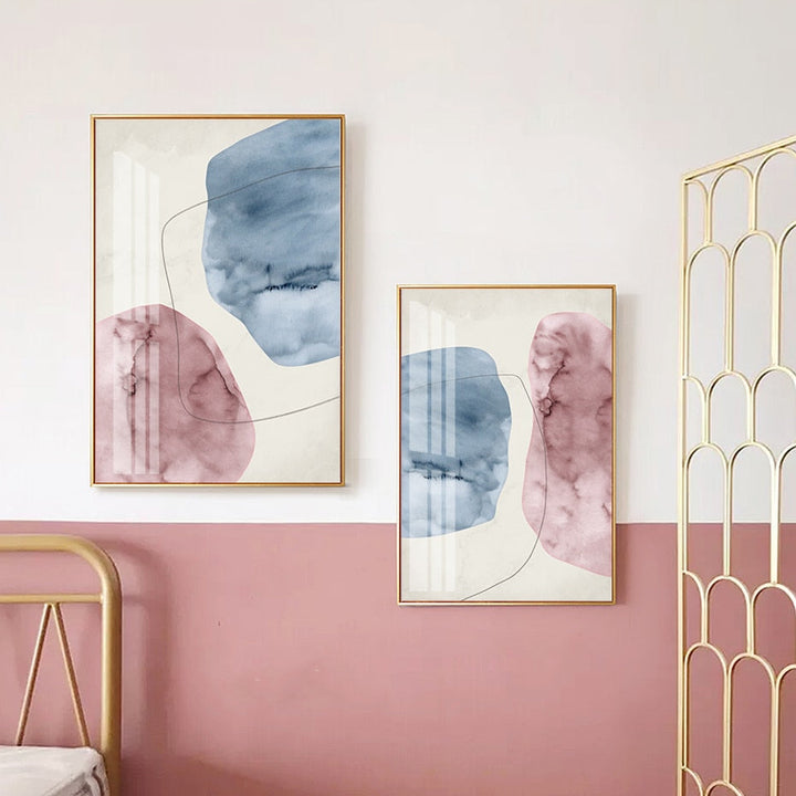 Abstract Pink Blue Marble Grain Background Poster Prints - Canvas Wall Art Painting | Skanto