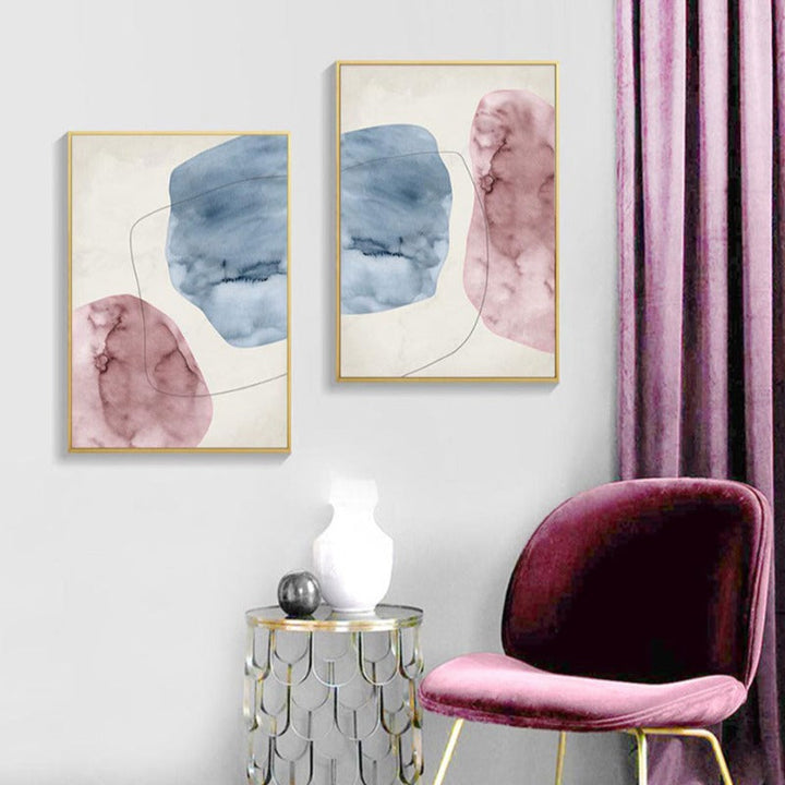 Abstract Pink Blue Marble Grain Background Poster Prints - Canvas Wall Art Painting | Skanto