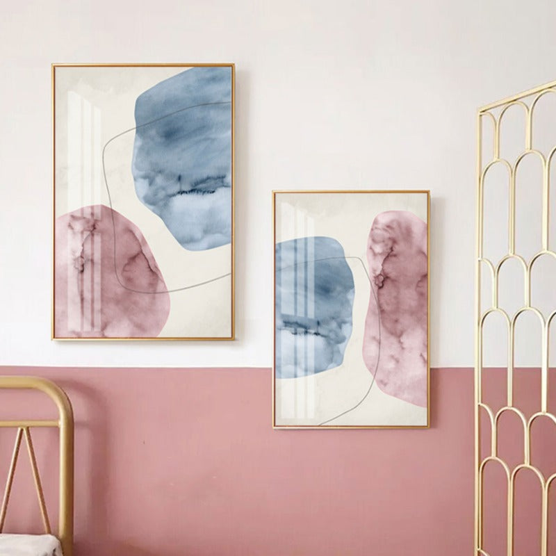Abstract Pink Blue Marble Grain Background Poster Prints - Canvas Wall Art Painting | Skanto