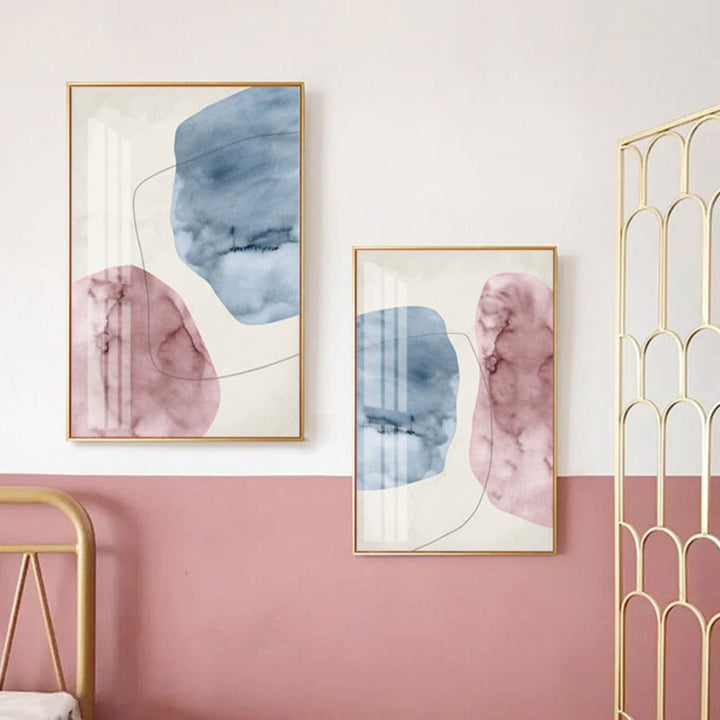 Abstract Pink Blue Marble Grain Background Poster Prints - Canvas Wall Art Painting | Skanto