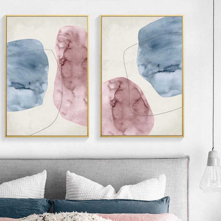 Abstract Pink Blue Marble Grain Background Poster Prints - Canvas Wall Art Painting | Skanto