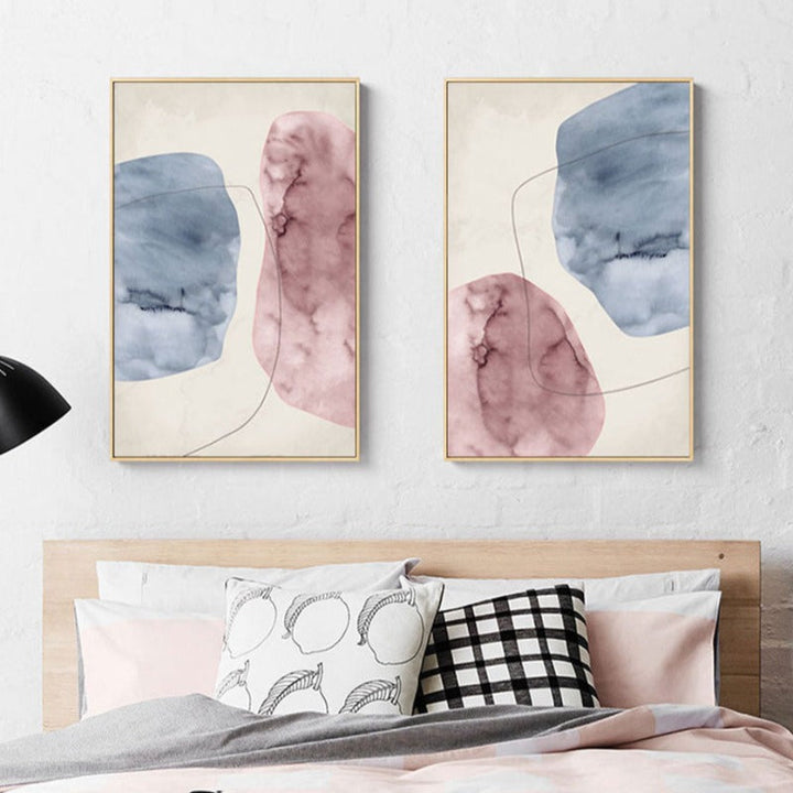 Abstract Pink Blue Marble Grain Background Poster Prints - Canvas Wall Art Painting | Skanto