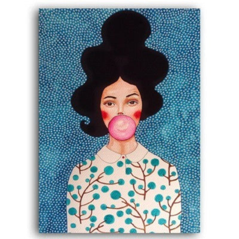 Fashion Flower Girl - Lerret Veggkunst Maleri
