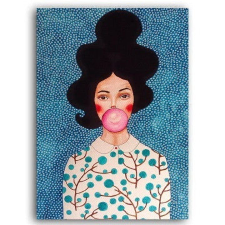 Fashion Flower Girl - Lerret Veggkunst Maleri
