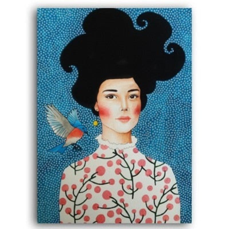 Fashion Flower Girl - Lerret Veggkunst Maleri