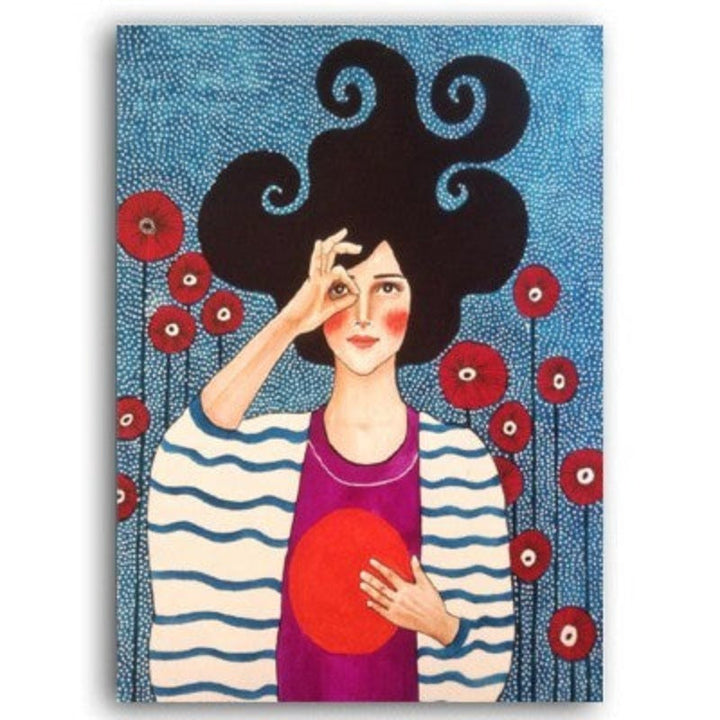 Fashion Flower Girl - Lerret Veggkunst Maleri