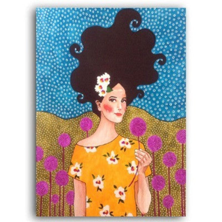 Fashion Flower Girl - Lerret Veggkunst Maleri