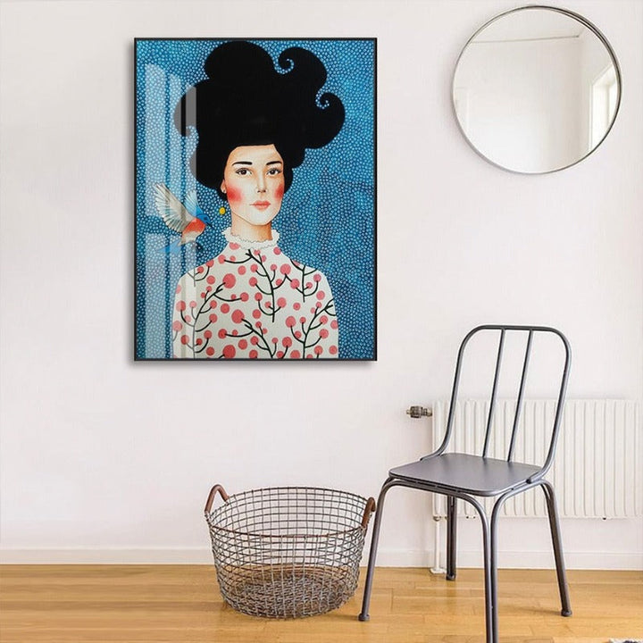 Fashion Flower Girl - Lerret Veggkunst Maleri