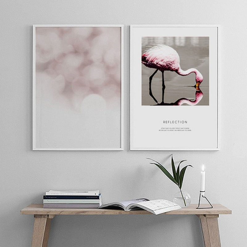 Flamingo Reflection - Lerret Veggkunst Maleri