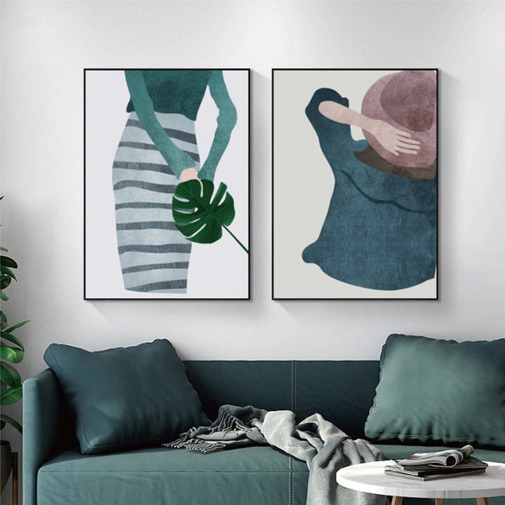 Moderne Trendy Figurer Plakat - Lærrett Veggkunst Maleri
