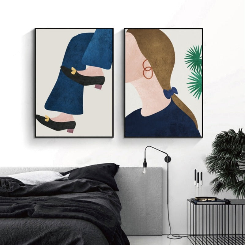 Moderne Trendy Figurer Plakat - Lærrett Veggkunst Maleri