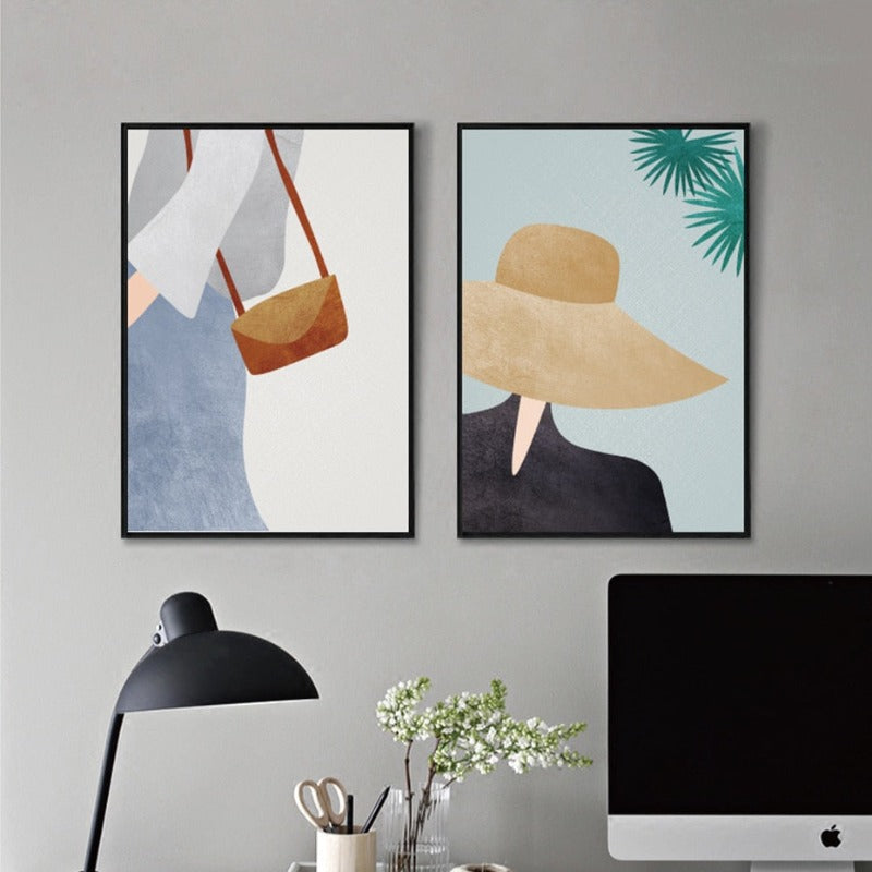 Moderne Trendy Figurer Plakat - Lærrett Veggkunst Maleri