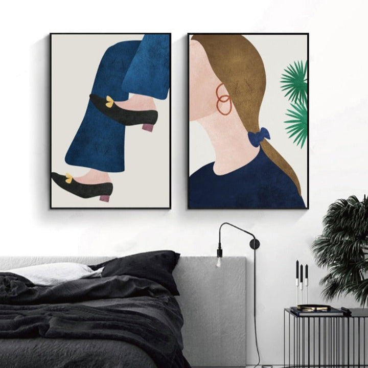 Moderne Trendy Figurer Plakat - Lærrett Veggkunst Maleri