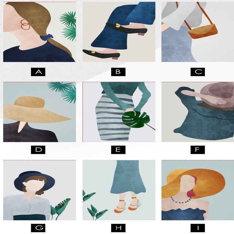 Moderne Trendy Figurer Plakat - Lærrett Veggkunst Maleri