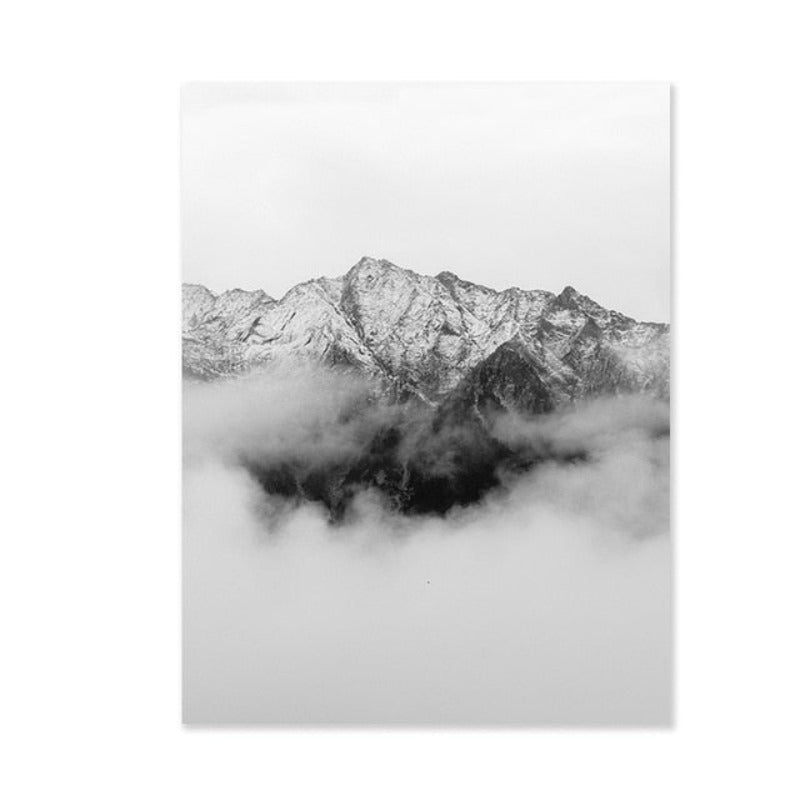 Foggy Sky Lake Lion - Lerret Veggkunst Maleri
