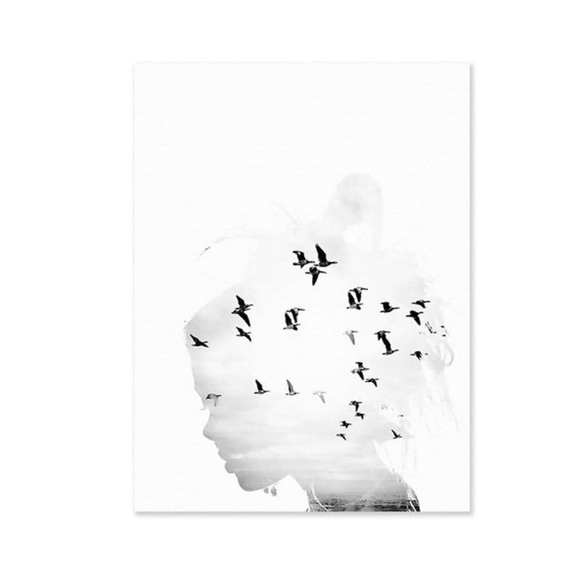 Foggy Sky Lake Lion - Lerret Veggkunst Maleri