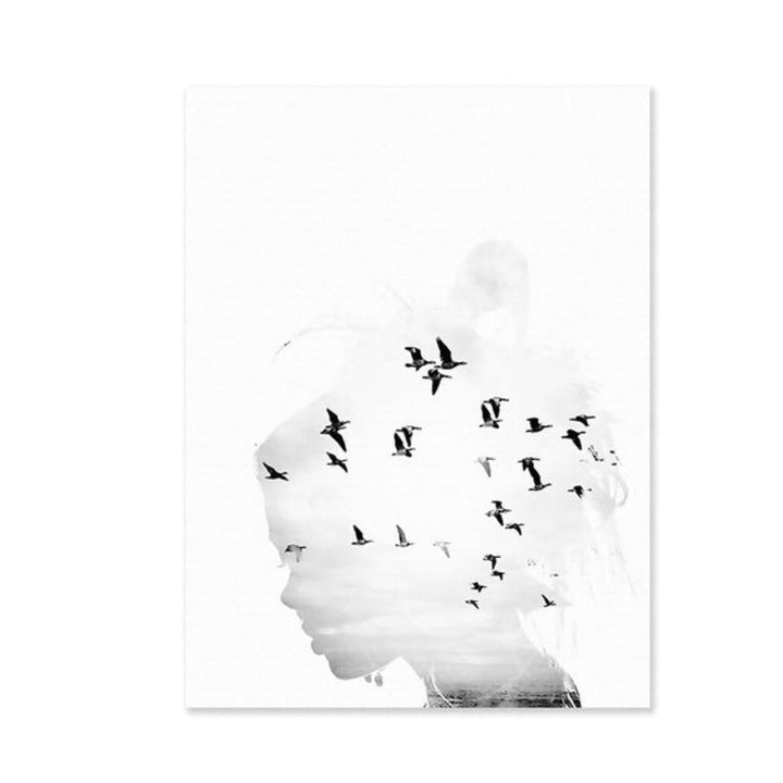 Foggy Sky Lake Lion - Lerret Veggkunst Maleri