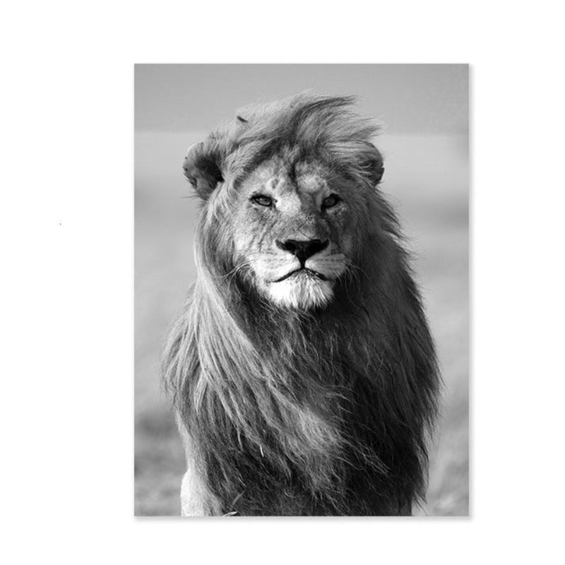 Foggy Sky Lake Lion - Lerret Veggkunst Maleri