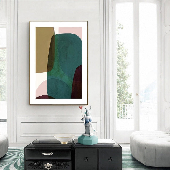 Blå Kunst abstrakt geometrisk trendy - Lerret Veggkunst Maleri | Skanto
