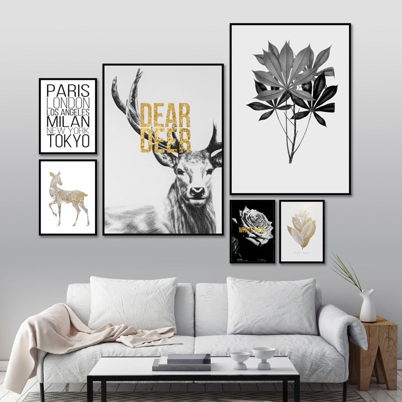 Deer Gallery - Lerret Veggkunst Maleri