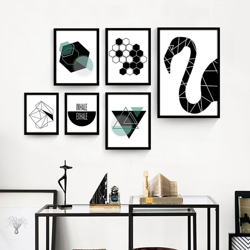 Geometrisk i svart - Lerret veggkunst maleri