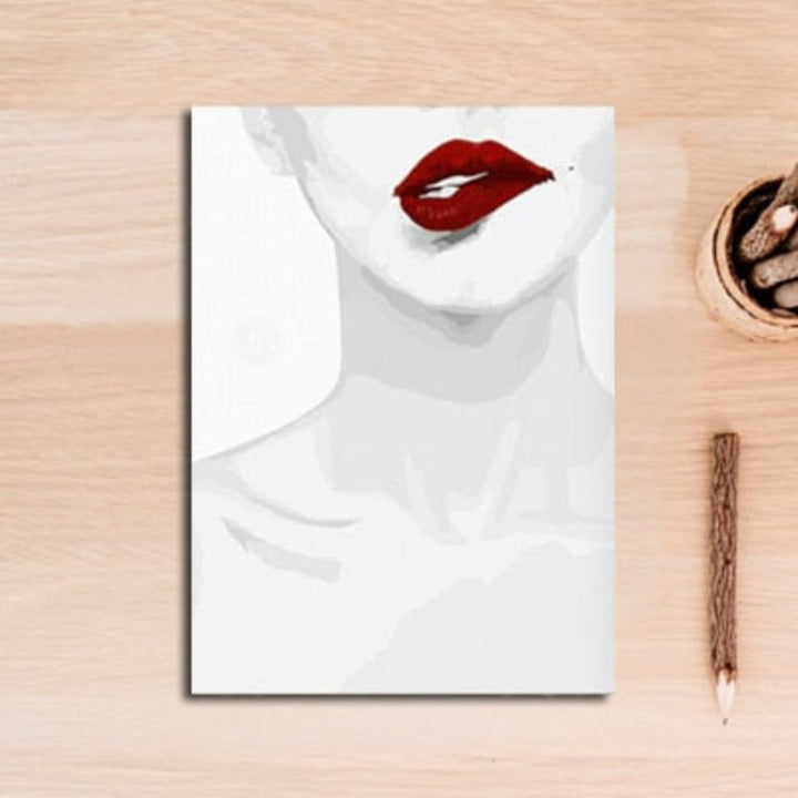 Makeup Fashion Beauty Røde Lepper - Lerret Veggkunst Maleri