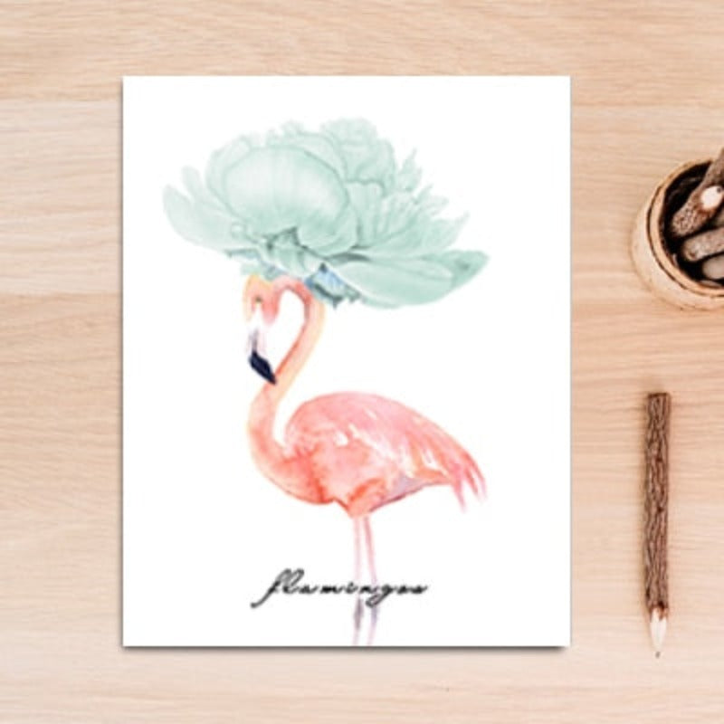 Schmetterlingsfeder Flamingo - Lerret Veggkunst Maleri | Skanto