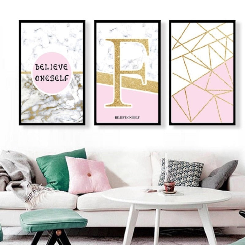 Moderne abstrakt geometri, gullboksstaver – lerretbilde