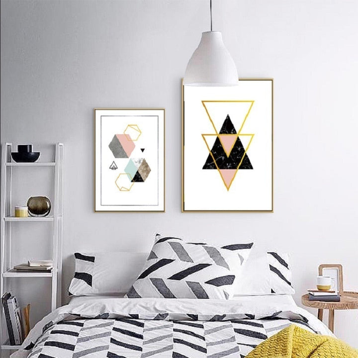 Moderne abstrakt geometri, gullboksstaver – lerretbilde