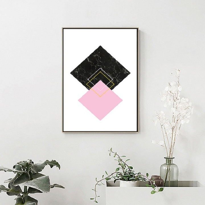 Moderne abstrakt geometri, gullboksstaver – lerretbilde