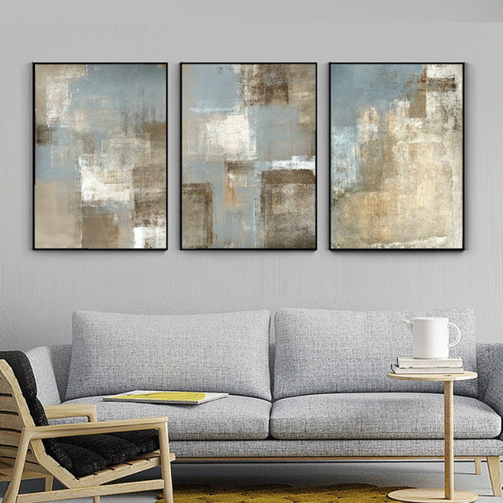 Abstrakt lerretsmaleri i vintagestil i grått og beige